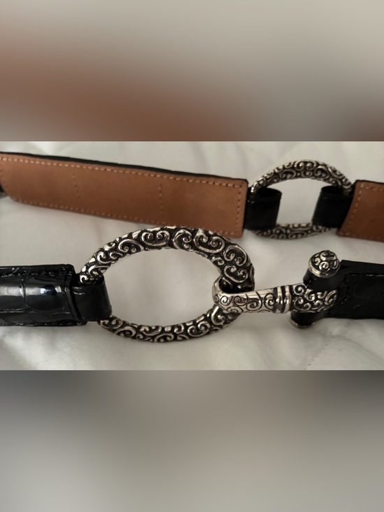 Brighton Black Croc Embossed Patent Leather Hook Belt size 36 main image 6
